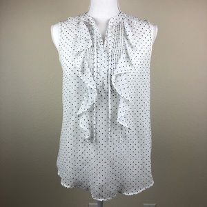 Loft Ruffle Polkadot Sleeveless Blouse